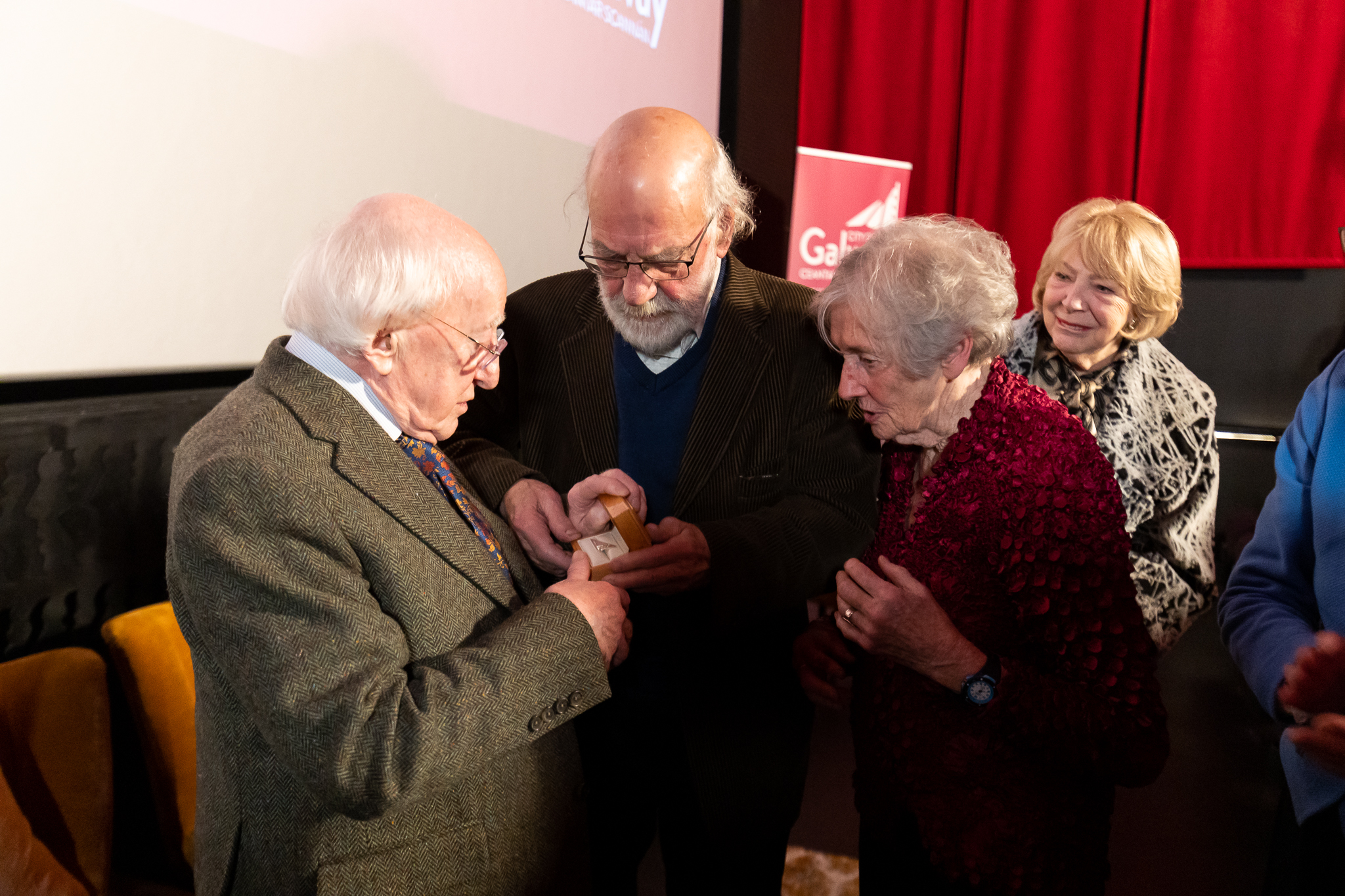 President Higgins, Bob Quinn, Lelia Doolan, Galway City of Film Award - Photo: Emilija Jefremova